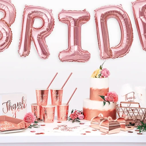 Bride Squad Papptallerkener Gullrosa