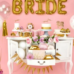 BrideSquad Skråbånd Lyserosa og Gull