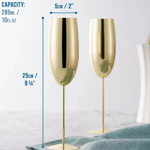 Champagneglass Gull Rustfritt Stål