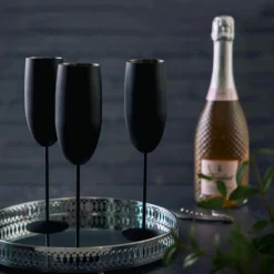 Champagneglass Matt Svart Rustfritt Stål