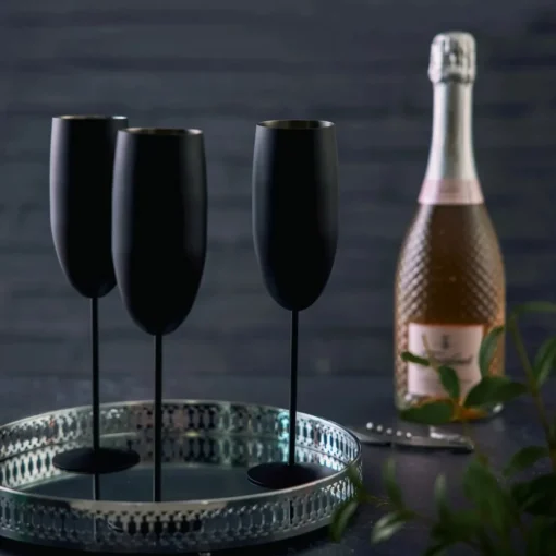 Champagneglass Matt Svart Rustfritt Stål