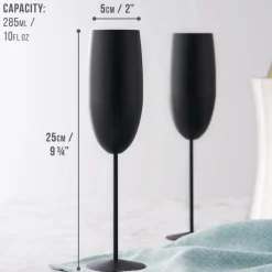 Champagneglass Matt Svart Rustfritt Stål