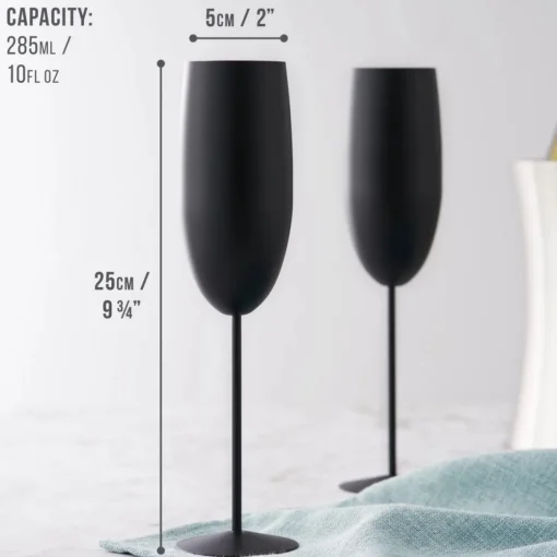Champagneglass Matt Svart Rustfritt Stål