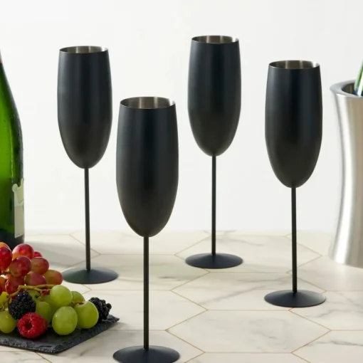 Champagneglass Matt Svart Rustfritt Stål