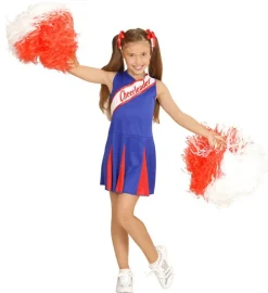 Cheerleader Blå og Rød Barnekostyme
