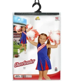 Cheerleader Blå og Rød Barnekostyme