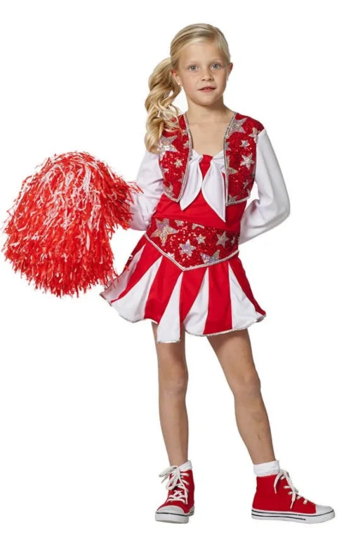 Cheerleader Stjerner Barnekostyme Rød