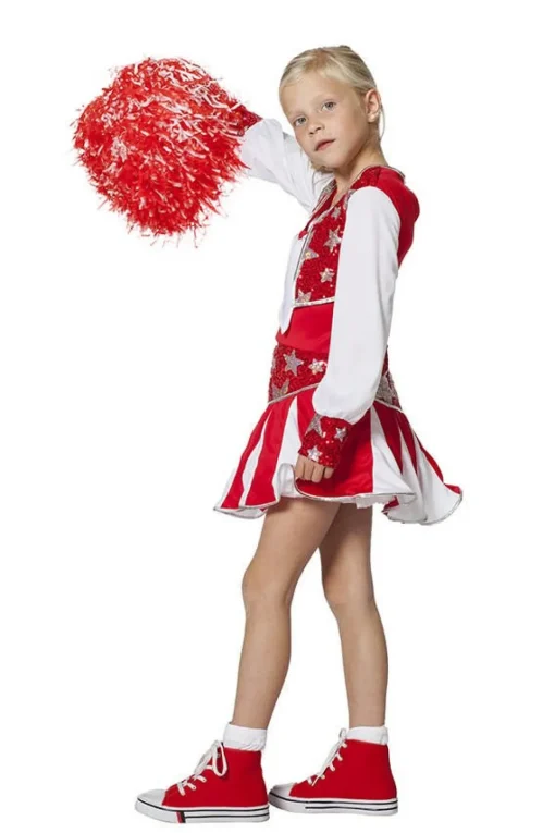 Cheerleader Stjerner Barnekostyme Rød