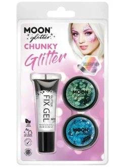 Chunky Glitter Sminkesett Grønn og Blå