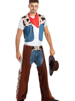 Cowboy Kostyme Blå og Brun
