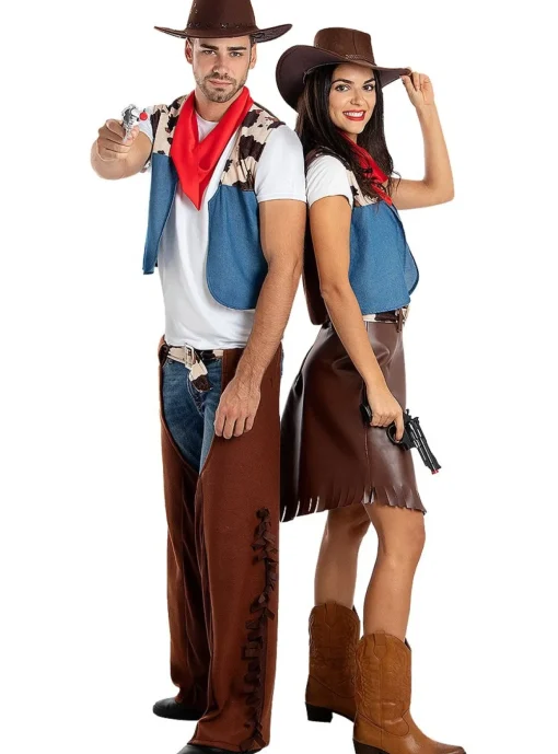 Cowboy Kostyme Blå og Brun