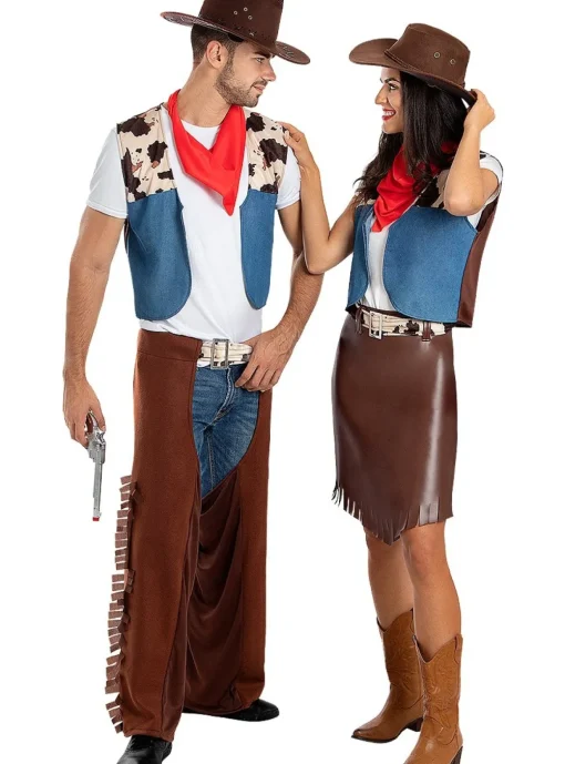 Cowboy Kostyme Blå og Brun