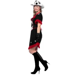 Cowgirl Kjole Kostyme Rød og Svart