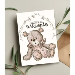 Dansk Barnedåb Kort Lyserosa