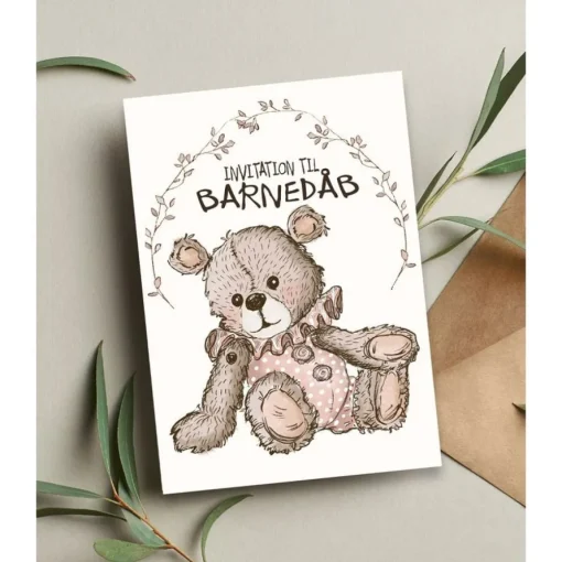 Dansk Barnedåb Kort Lyserosa