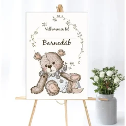 Dansk Barnedåb Velkomstplakat Lyseblå