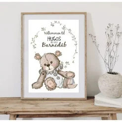 Dansk Barnedåb Velkomstplakat Lyseblå