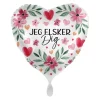 Dansk Jeg Elsker Dig Blomster Folieballong