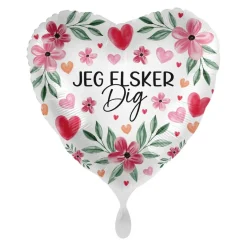 Dansk Jeg Elsker Dig Blomster Folieballong