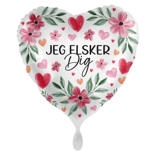 Dansk Jeg Elsker Dig Blomster Folieballong