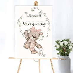 Dansk Navngivning Velkomstplakat Lyserød