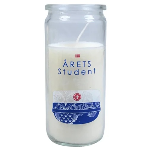 Dansk Årets Student Lys I Glass Blå
