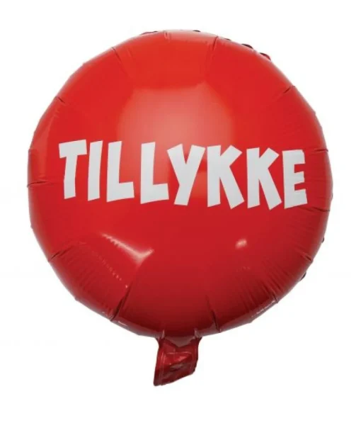 Dansk Rund Tillykke Folieballong