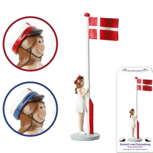 Dansk Student Danmark Flagg Figur Jente Blå eller Rød