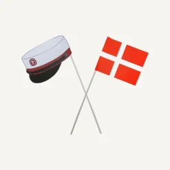 Dansk Studentlue & Dannebrog Flagg Rød