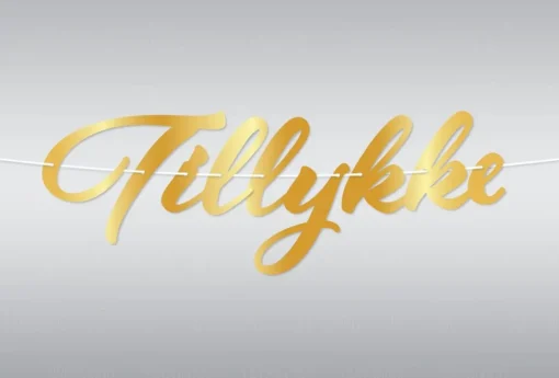 Dansk Tillykke Hengepynt Gull