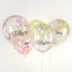 Dansk Tillykke Konfetti Ballonger Multifarget