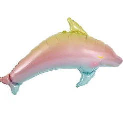 Delfin Folieballong Pastell Regnbue