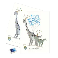 Dinosaur Fingeravtrykk Plakat Blå