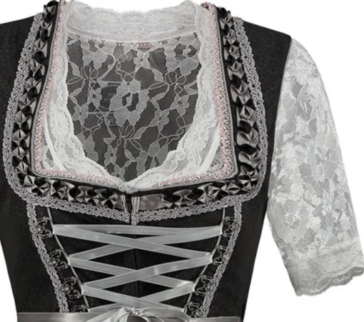 Dirndl Amelia Svart og Sølvgrå