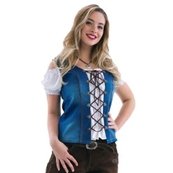 Dirndl Bluse Denimblå