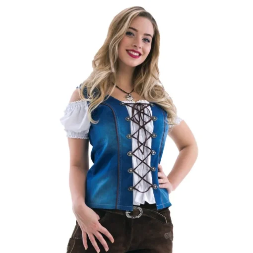 Dirndl Bluse Denimblå