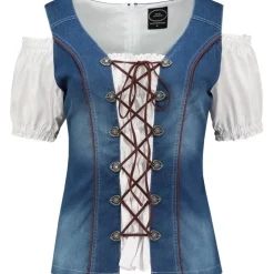Dirndl Bluse Denimblå