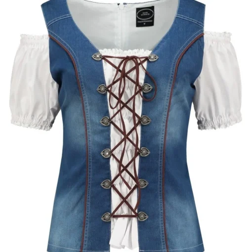 Dirndl Bluse Denimblå