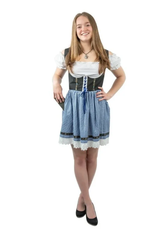 Dirndl Lise Ruter Blå