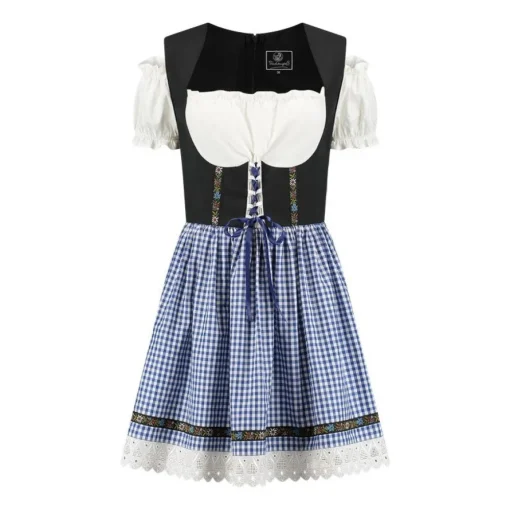 Dirndl Lise Ruter Blå