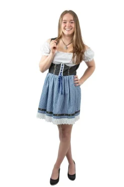 Dirndl Lise Ruter Blå