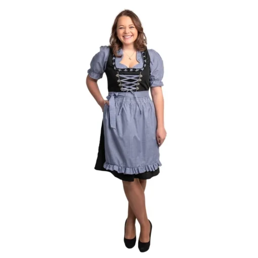 Dirndl Rutemønster Blå og Svart