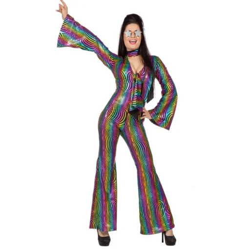 Disko Catsuit Kostyme Regnbue