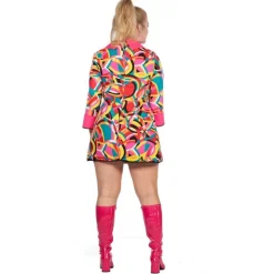 Disko Popart Kjole Kostyme Lyserosa
