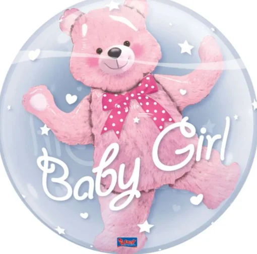 Dobbel Boble Ballong Baby Girl Bamse