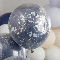 Dobbeltlag Konfetti Ballonger Marineblå og Sølv
