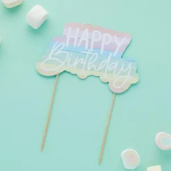 Eco Happy Birthday Kakepynt Multifarget Pastell