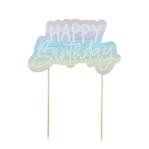 Eco Happy Birthday Kakepynt Multifarget Pastell