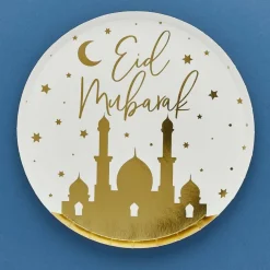 Eid Mubarak Ballonger Tallerkener Hvit og Gull