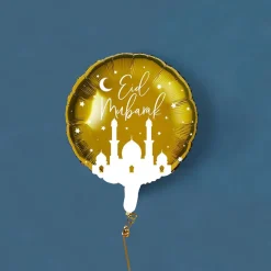 Eid Mubarak Folieballong Hvit og Gull